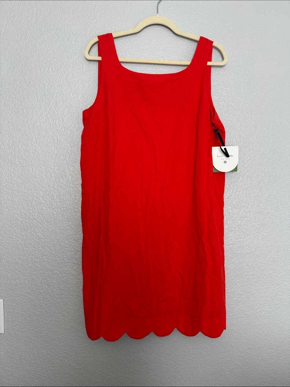 kate spade Bright Red Sleeveless Scallop-Hem Shift Dress